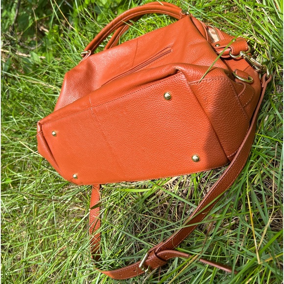ORA DELPHINE 🦋 Cognac Leather Satchel Bag - Picture 4 of 5
